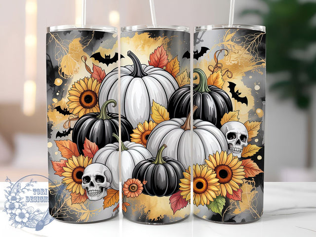 Pumpkin Sunflower Halloween Tumbler, Fall Sunflower, 20oz Sublimation Design, Autumn Harvest Tumbler, Rustic Halloween Drinkware, Pumpkin Floral Wrap, Seasonal Fall Design Sublimation ToriDesigns 