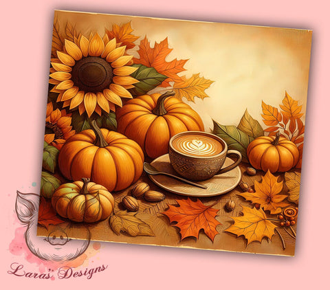Pumpkin Sunflowers 20oz Tumbler Png, Straight & Tapered Tumbler Png, Fall Tumbler Png, Digital Download PNG Sublimation Lara' s Designs 