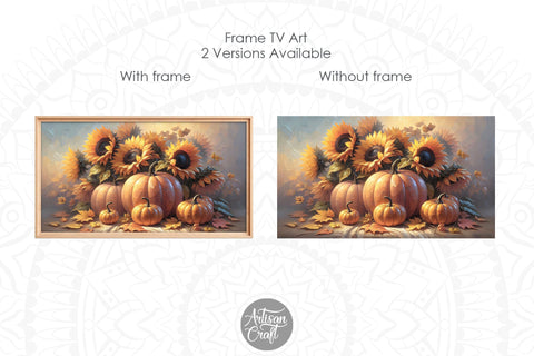 Pumpkin sunflowers fall Frame TV art Digital Pattern Artisan Craft SVG 