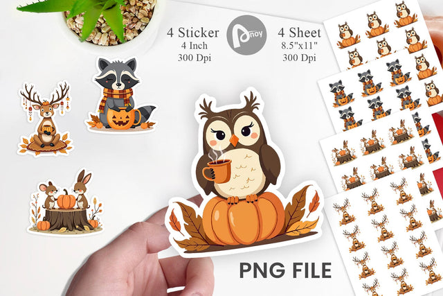 Pumpkin Tea Animals Sticker Sublimation artnoy 