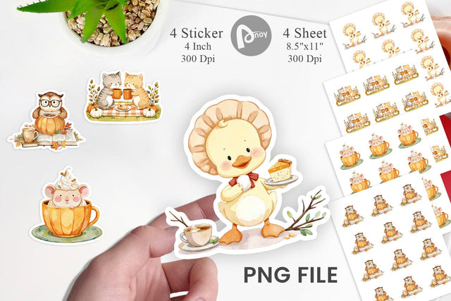 Pumpkin Tea Animals Sticker Sublimation artnoy 
