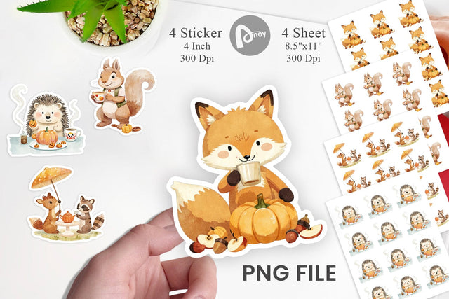 Pumpkin Tea Animals Sticker Sublimation artnoy 