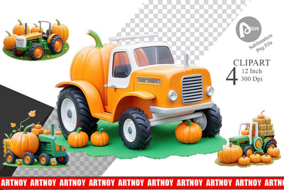 Pumpkin Tractor Clipart Sublimation artnoy 