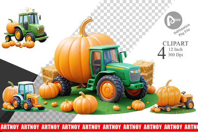 Pumpkin Tractor Clipart Sublimation artnoy 