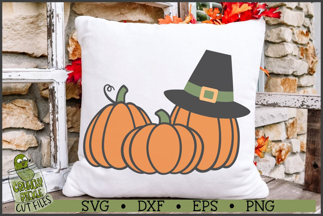 Pumpkin Trio with Pilgrim Hat Thanksgiving SVG SVG Crunchy Pickle 