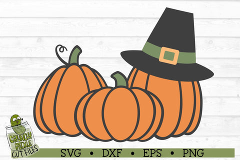 Pumpkin Trio with Pilgrim Hat Thanksgiving SVG SVG Crunchy Pickle 