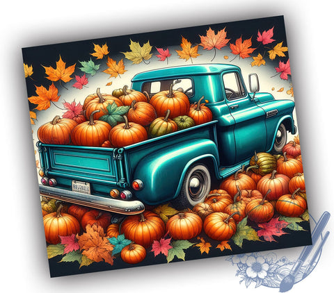 Pumpkin Truck 20oz Skinny Tumbler, Autumn Vibes Tumbler Png, Straight & Tapered Tumbler Wrap, Instant Digital Download Sublimation ToriDesigns 
