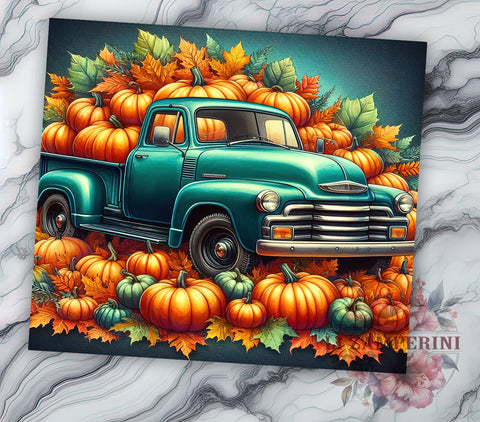 Pumpkin Truck 20oz Tumbler Wrap PNG, Autumn Vibes Tumbler Png, Straight & Tapered Tumbler Wrap, Instant Digital Download Sublimation Li Zamperini 