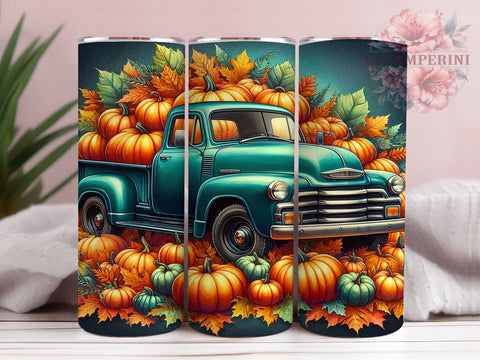 Pumpkin Truck 20oz Tumbler Wrap PNG, Autumn Vibes Tumbler Png, Straight & Tapered Tumbler Wrap, Instant Digital Download Sublimation Li Zamperini 