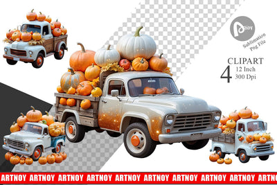Pumpkin Truck Clipart Sublimation artnoy 