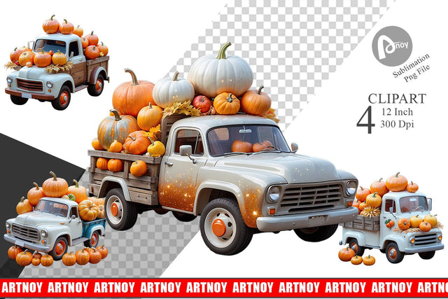 Pumpkin Truck Clipart Sublimation artnoy 