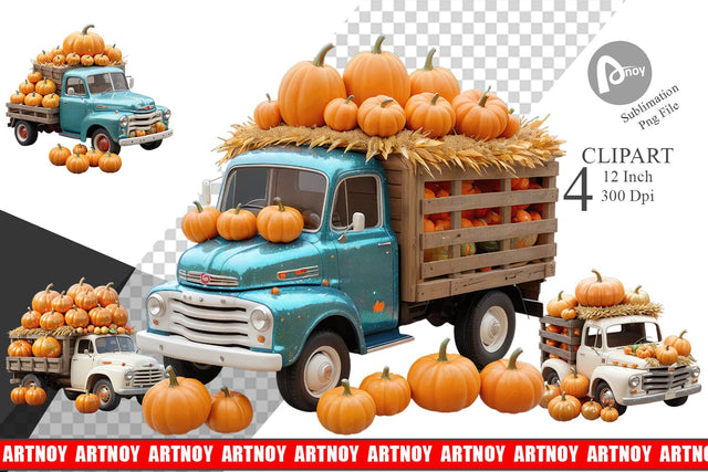 Pumpkin Truck Clipart Sublimation artnoy 