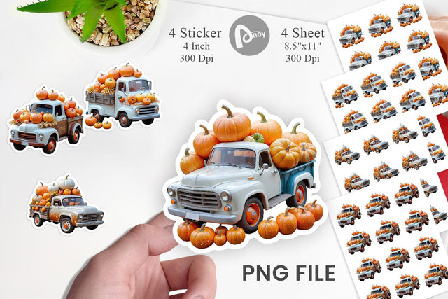 Pumpkin Truck Sticker Sublimation artnoy 