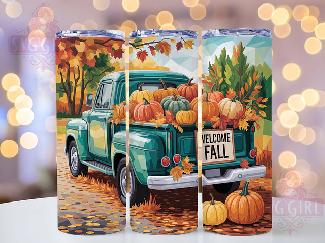 Pumpkin Truck Welcome Fall Tumbler, Welcome Fall Wrap, 20oz Sublimation, Fall Truck Cup, Autumn Pumpkin Mug, Harvest Truck Tumbler, Cozy Fall Drinkware Sublimation SvggirlplusArt 
