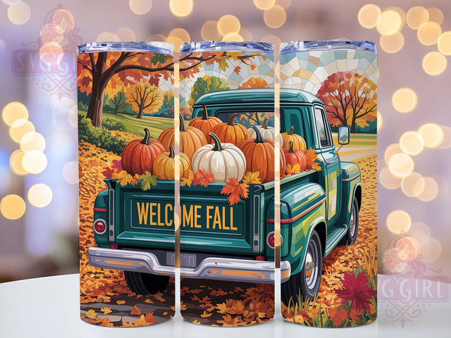 Pumpkin Truck Welcome Fall Tumbler, Welcome Fall Wrap, 20oz Sublimation, Fall Truck Cup, Autumn Pumpkin Mug, Harvest Truck Tumbler, Cozy Fall Drinkware Sublimation SvggirlplusArt 