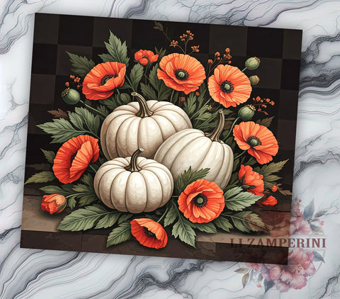 Pumpkin Tumbler Wrap, Fall Country Design, Autumn Sublimation PNG, 20oz Tumbler Wrap, Rustic Fall Art, Seasonal Drinkware, Harvest Tumbler Design Sublimation Li Zamperini 