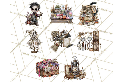 Pumpkin Village Residents PNG Halloween Clipart Sublimation Crafty Mama Studios 