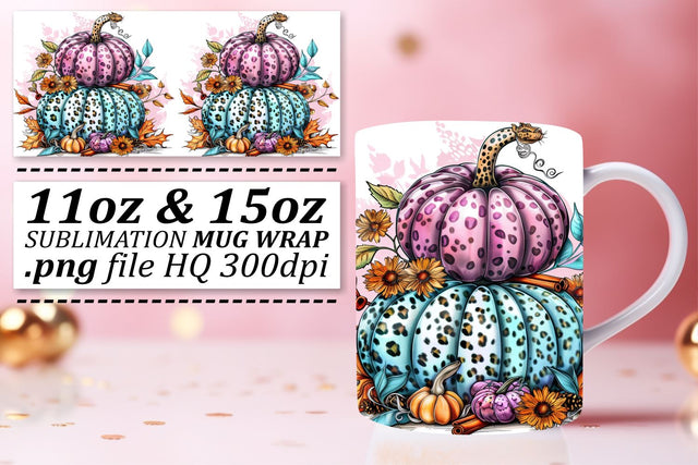 Pumpkin Watercolor Autumn Mug Wrap Design 11oz/15oz Sublimation afrosvg 