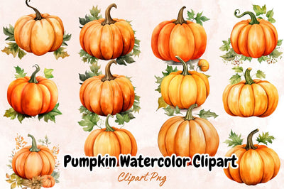 Pumpkin Watercolor Clipart Sublimation Bundle Sublimation Designangry 