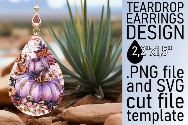 Pumpkin Watercolor Teardrop Earrings Sublimation afrosvg 