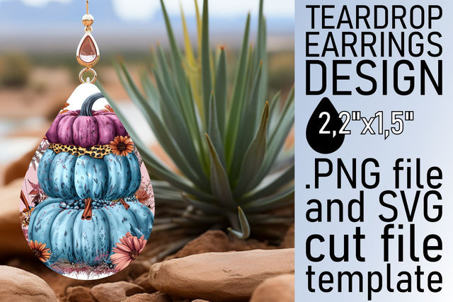 Pumpkin Watercolor Teardrop Earrings Sublimation afrosvg 