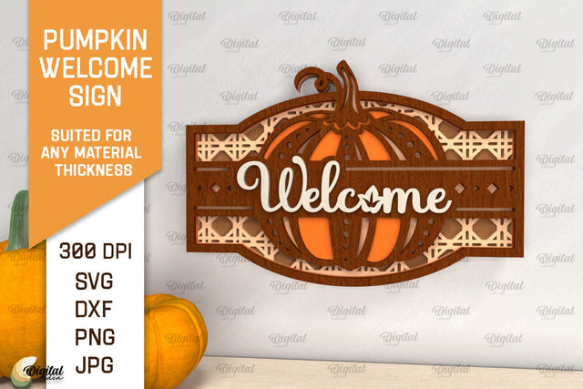 Pumpkin Welcome Sign Laser Cut. Fall Pumpkin Decor SVG SVG Evgenyia Guschina 
