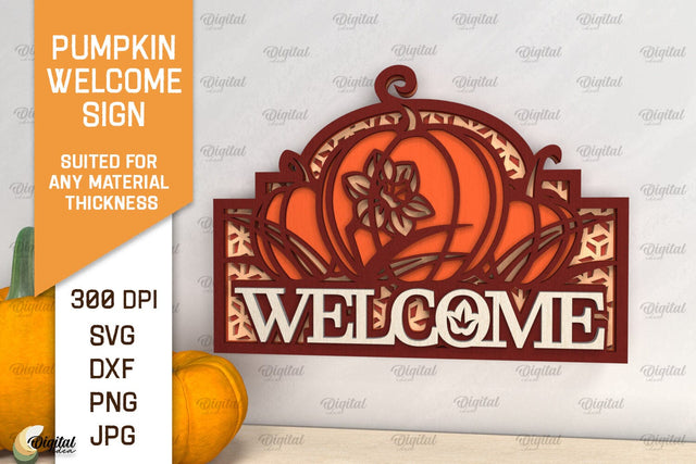Pumpkin Welcome Sign Laser Cut. Fall Pumpkin Decor SVG SVG Evgenyia Guschina 