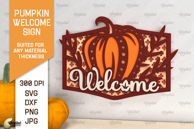Pumpkin Welcome Sign Laser Cut. Fall Pumpkin Decor SVG SVG Evgenyia Guschina 