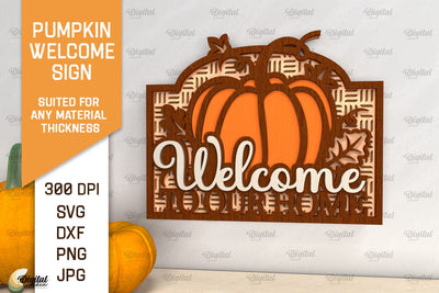 Pumpkin Welcome Sign Laser Cut. Fall Pumpkin Decor SVG SVG Evgenyia Guschina 