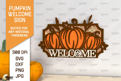Pumpkin Welcome Sign Laser Cut. Fall Pumpkin Decor SVG SVG Evgenyia Guschina 