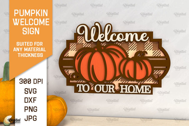 Pumpkin Welcome Sign Laser Cut. Fall Pumpkin Decor SVG SVG Evgenyia Guschina 