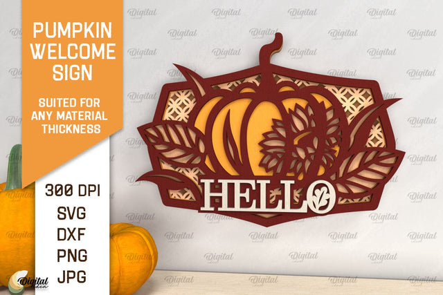 Pumpkin Welcome Sign Laser Cut. Fall Pumpkin Decor SVG SVG Evgenyia Guschina 