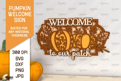 Pumpkin Welcome Sign Laser Cut. Fall Pumpkin Decor SVG SVG Evgenyia Guschina 