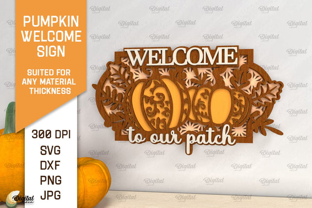 Pumpkin Welcome Sign Laser Cut. Fall Pumpkin Decor SVG SVG Evgenyia Guschina 