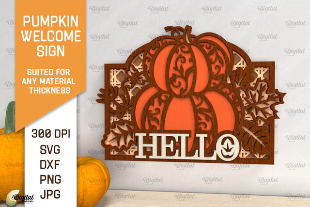 Pumpkin Welcome Sign Laser Cut. Fall Pumpkin Decor SVG SVG Evgenyia Guschina 