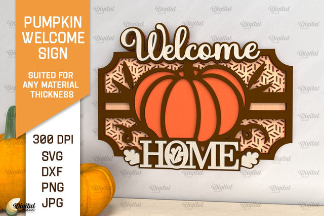 Pumpkin Welcome Sign Laser Cut. Fall Pumpkin Decor SVG SVG Evgenyia Guschina 