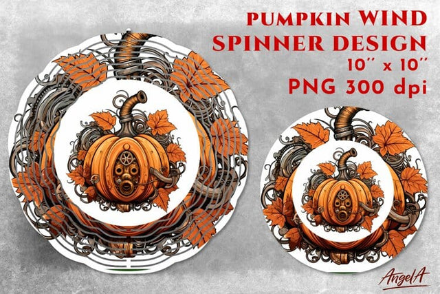 Pumpkin wind spinner sublimation design / round design PNG Sublimation Angelina Semenova 