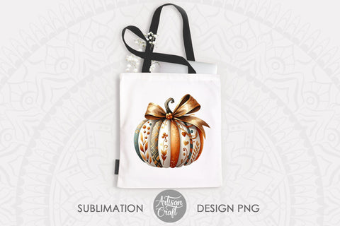 Pumpkin with Coquette Bow | Fall Designs Sublimation Artisan Craft SVG 