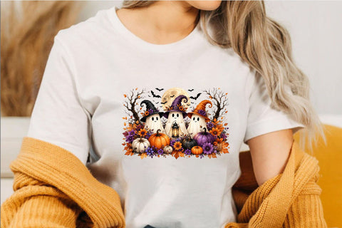 Pumpkins and Autumn Flowers Clipart PNG Sublimation SVGArt 