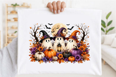 Pumpkins and Autumn Flowers Clipart PNG Sublimation SVGArt 