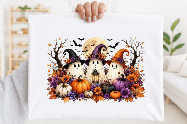 Pumpkins and Autumn Flowers Clipart PNG Sublimation SVGArt 