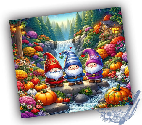 Pumpkins and Gnomes 20oz Skinny Tumbler, Autumn Gnomes Tumbler Png, Straight & Tapered Tumbler Wrap, Instant Digital Download Sublimation ToriDesigns 