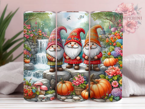 Pumpkins and Gnomes 20oz Tumbler, Autumn Gnomes Tumbler Png, Straight & Tapered Tumbler Wrap, Instant Digital Download Sublimation Li Zamperini 