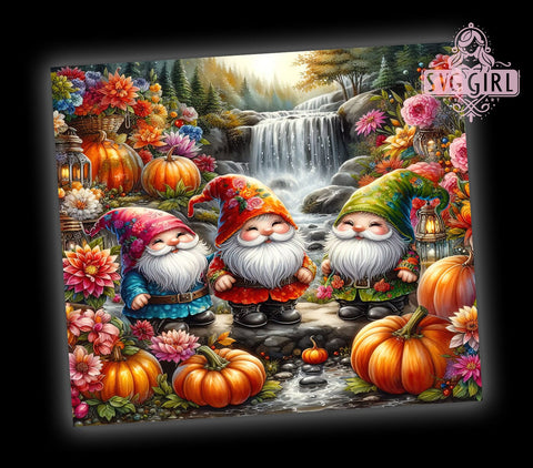 Pumpkins and Gnomes 20oz Tumbler Wrap Sublimation Design, Straight Tapered Tumbler Wrap, Autumn Gnomes Tumbler Png, Instant Digital Download Sublimation SvggirlplusArt 