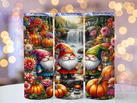 Pumpkins and Gnomes 20oz Tumbler Wrap Sublimation Design, Straight Tapered Tumbler Wrap, Autumn Gnomes Tumbler Png, Instant Digital Download Sublimation SvggirlplusArt 