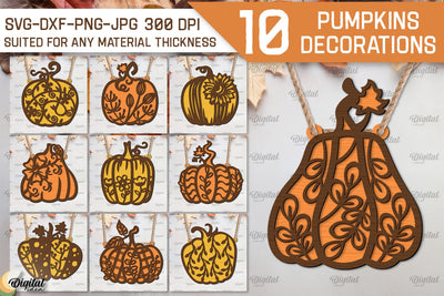 Pumpkins Decorations Laser Cut Bundle. Floral Pumpkins SVG SVG Evgenyia Guschina 