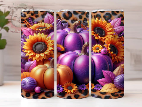 Pumpkins Fall 20 oz Skinny Tumbler Sublimation Design, Straight & Tapered Tumbler Png, Floral Fall Tumbler Png, Digital Download PNG Sublimation Lara' s Designs 
