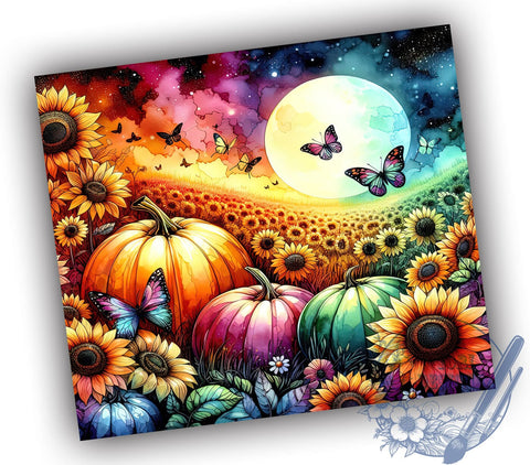 Pumpkins Fall 20oz Skinny Tumbler, Floral Fall Tumbler Png, Straight & Tapered Tumbler Wrap, Instant Digital Download Sublimation ToriDesigns 