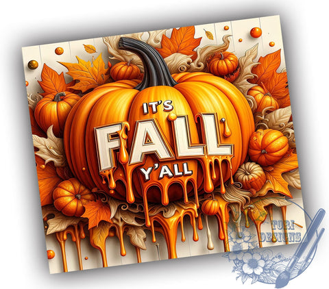 Pumpkins Fall 20oz Skinny Tumbler, It's Fall Yall Tumbler Png, Straight & Tapered Tumbler Wrap, Instant Digital Download Sublimation ToriDesigns 