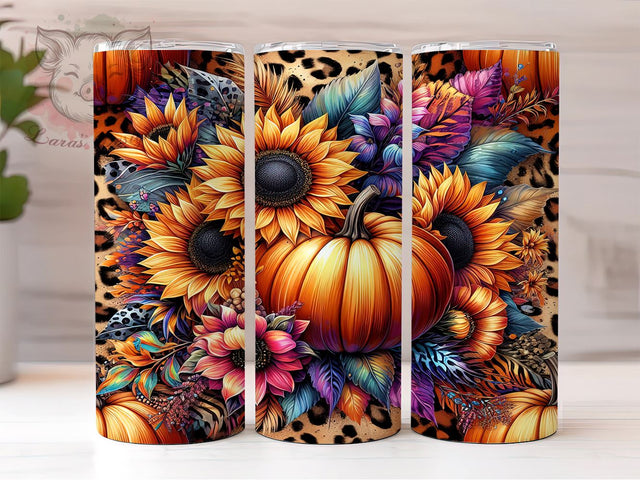 Pumpkins Fall 20oz Tumbler Png, Straight & Tapered Tumbler Png, Floral Fall Tumbler Png, Digital Download PNG Sublimation Lara' s Designs 